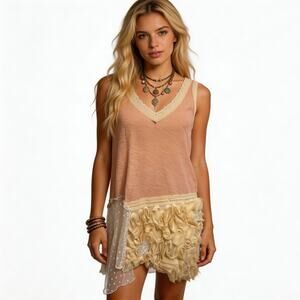 Free People Mixed Media Tunic Top Small